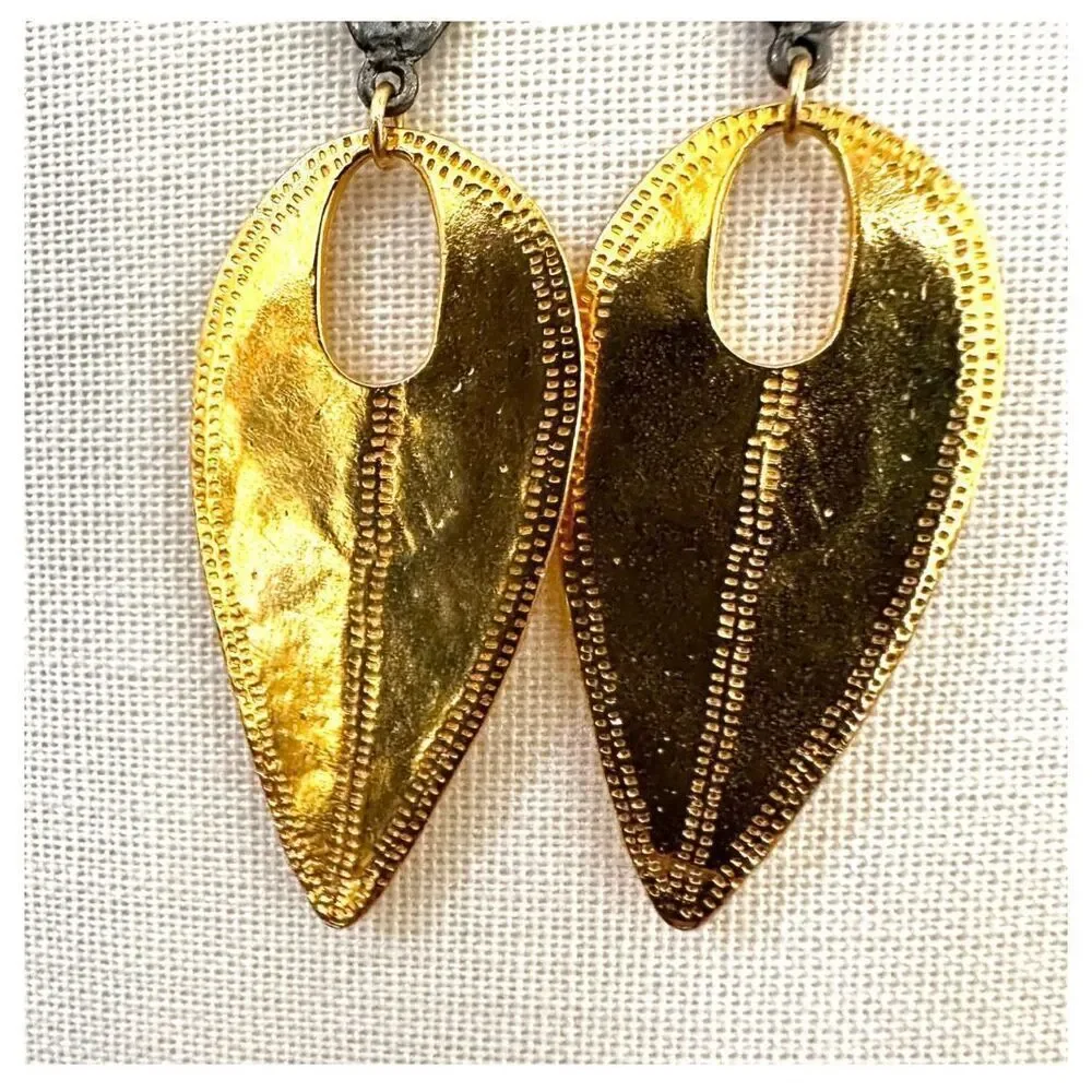 Devin Leigh 18k Gold Plated Hammered and Gun Metal Earrings